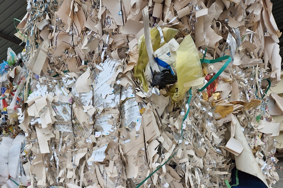 Mixed paper and foil waste