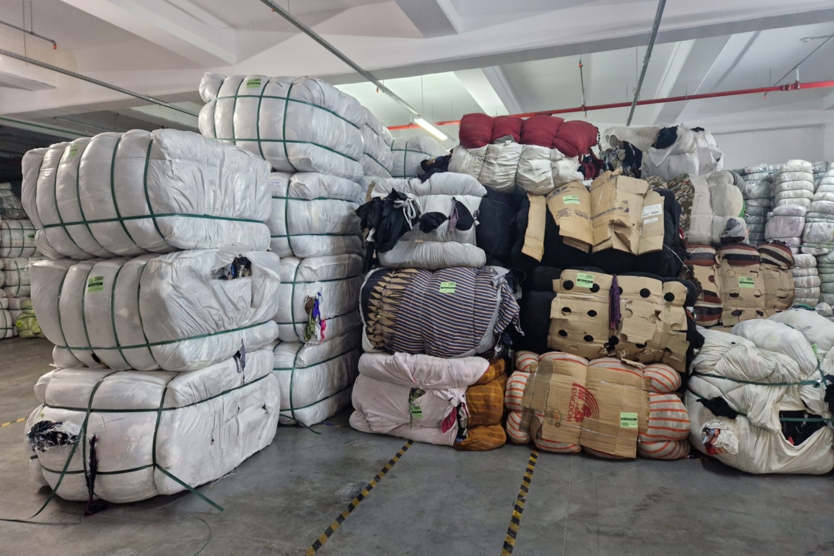 Storage area of waste textile bales